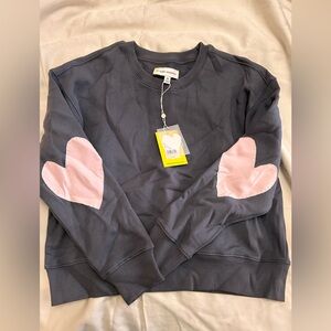 Rosenthal Women's Charcoal Sweater with Pink Heart Details